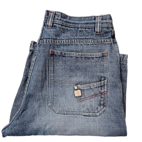 BROOKLYN EXPRESS 70 Denim Men's‎ Distressed Carpenter Shorts 36 Waist Pockets - Picture 3 of 12